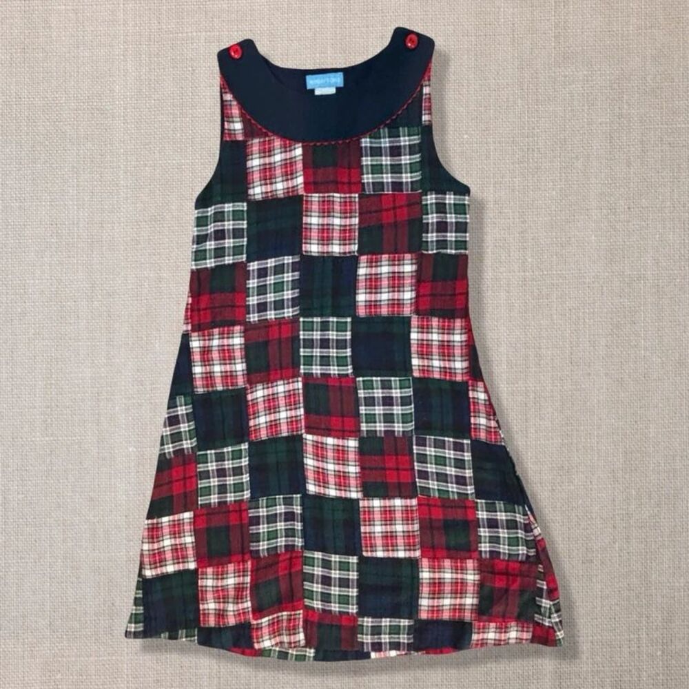 Monday’s Child Girls 7 Patchwork Plaid Tartan Christmas Holiday Jumper Dress